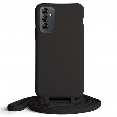Coque Cordon réglable 160cm silicone liquide compatible Galaxy A14/5G - Noir