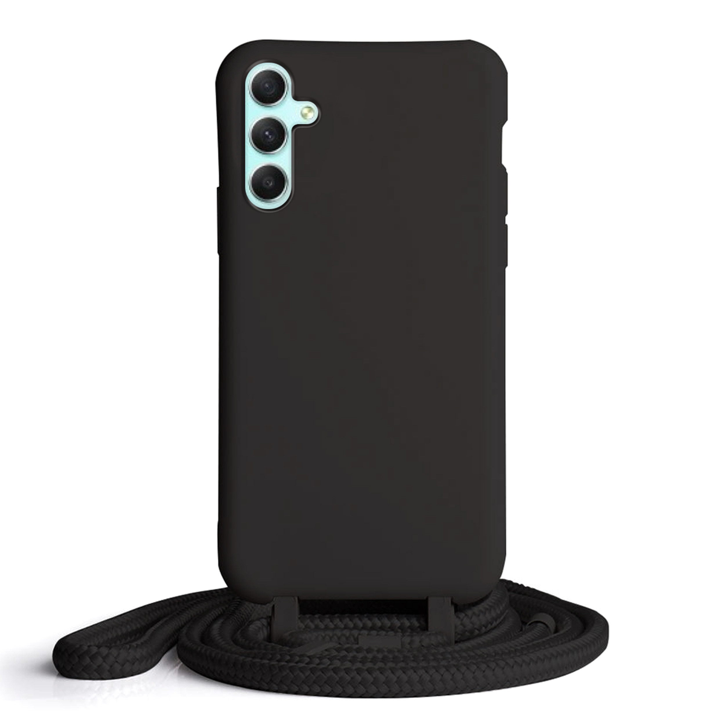Coque Cordon réglable 160cm silicone liquide compatible Galaxy A34 5G - Noir