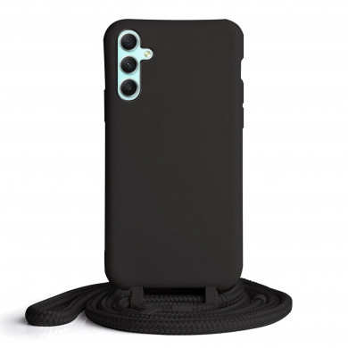 Coque Cordon réglable 160cm silicone liquide compatible Galaxy A34 5G - Noir