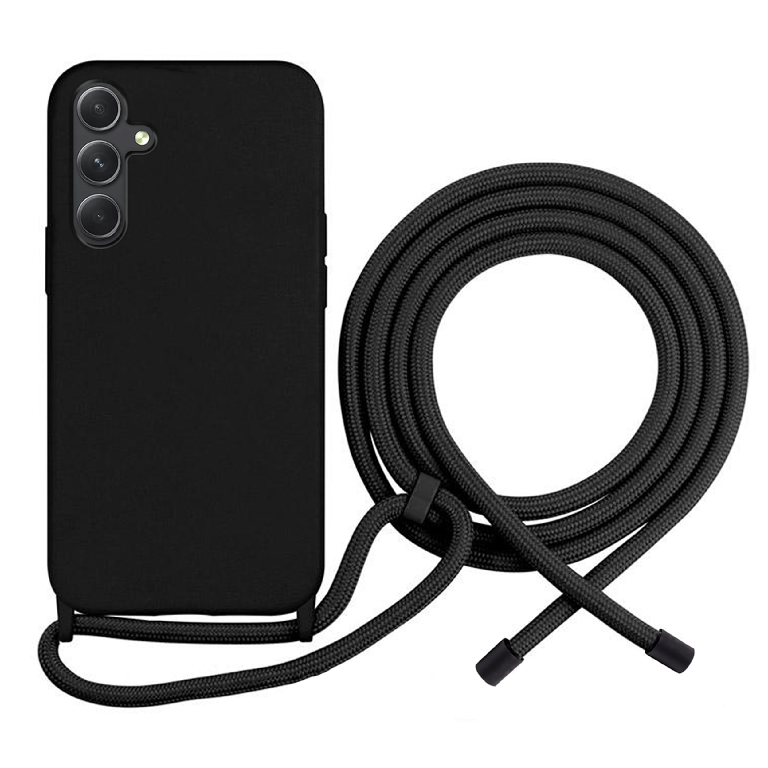 Coque Cordon réglable 160cm silicone liquide compatible Galaxy A54 5G - Noir