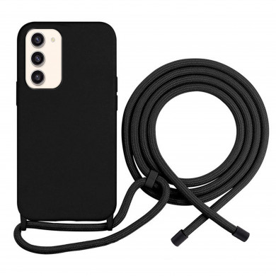 Coque Cordon réglable 160cm silicone liquide compatible Galaxy S23+ - Noir