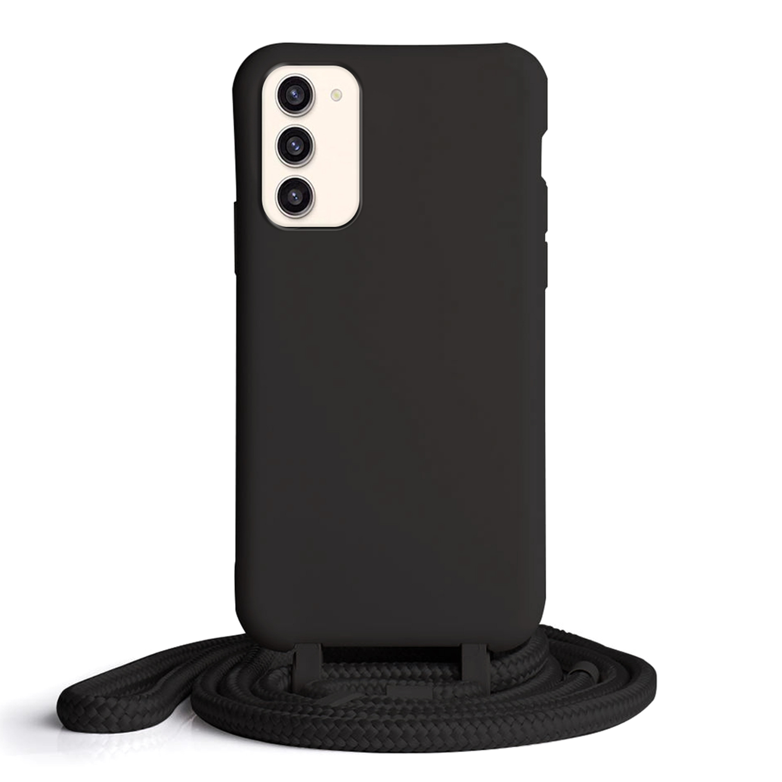 Coque Cordon réglable 160cm silicone liquide compatible Galaxy S23+ - Noir