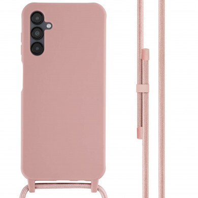 Coque Cordon réglable 160cm silicone liquide compatible Galaxy A04S - Rose