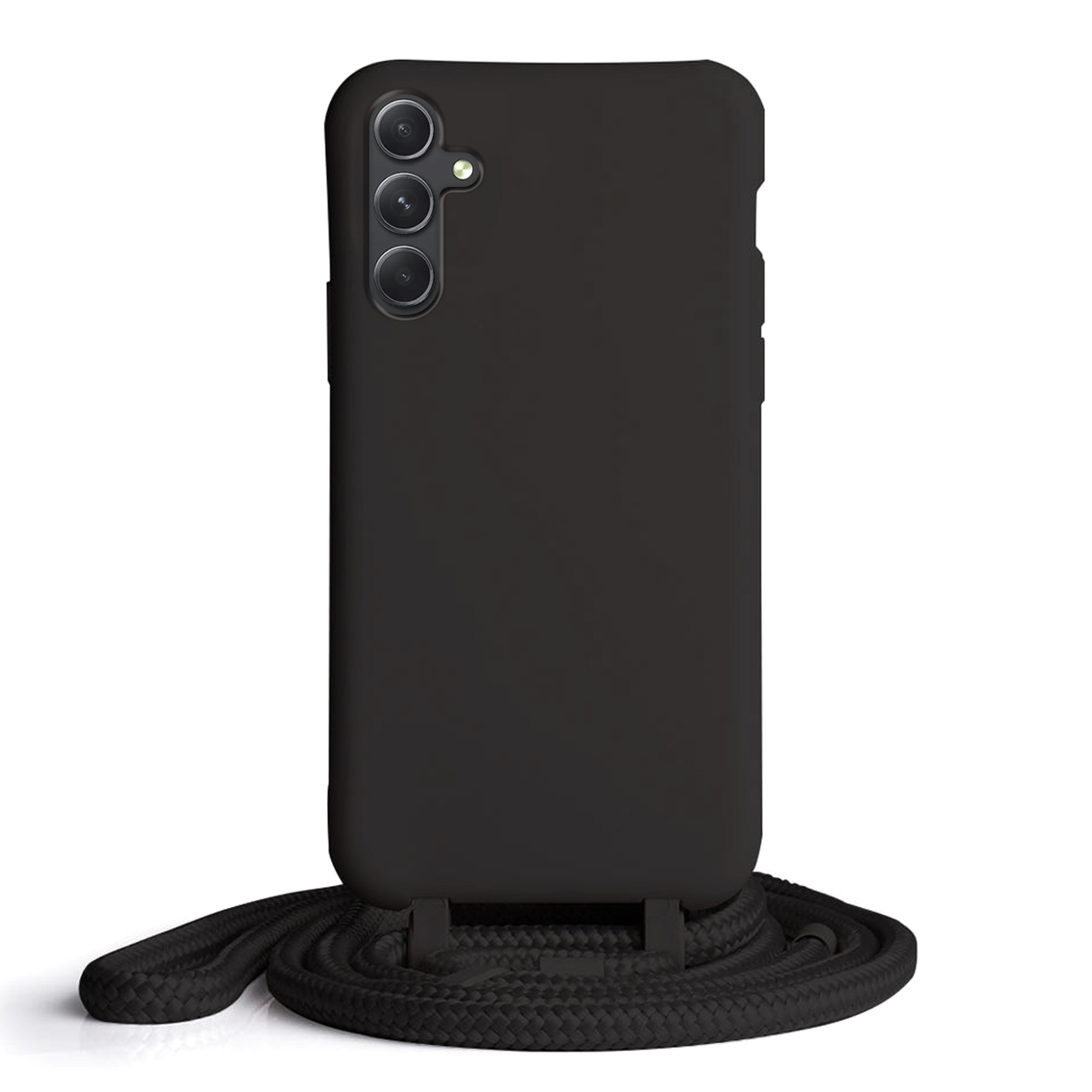 Coque Cordon réglable 160cm silicone liquide compatible Galaxy A04S - Noir