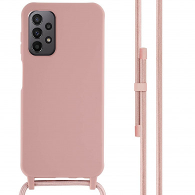Coque Cordon réglable 160cm silicone liquide compatible Galaxy A23 5G - Rose