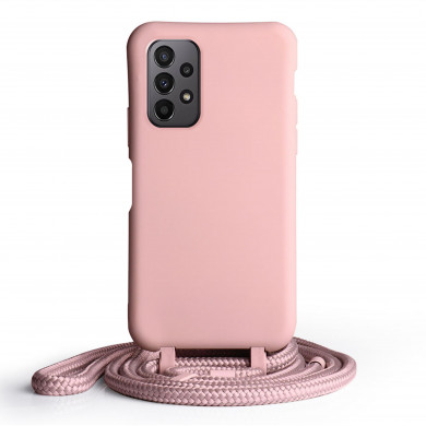 Coque Cordon réglable 160cm silicone liquide compatible Galaxy A23 5G - Rose
