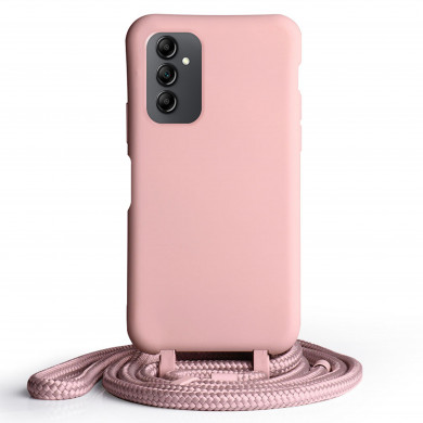 Coque Cordon réglable 160cm silicone liquide compatible Galaxy A14/5G - Rose