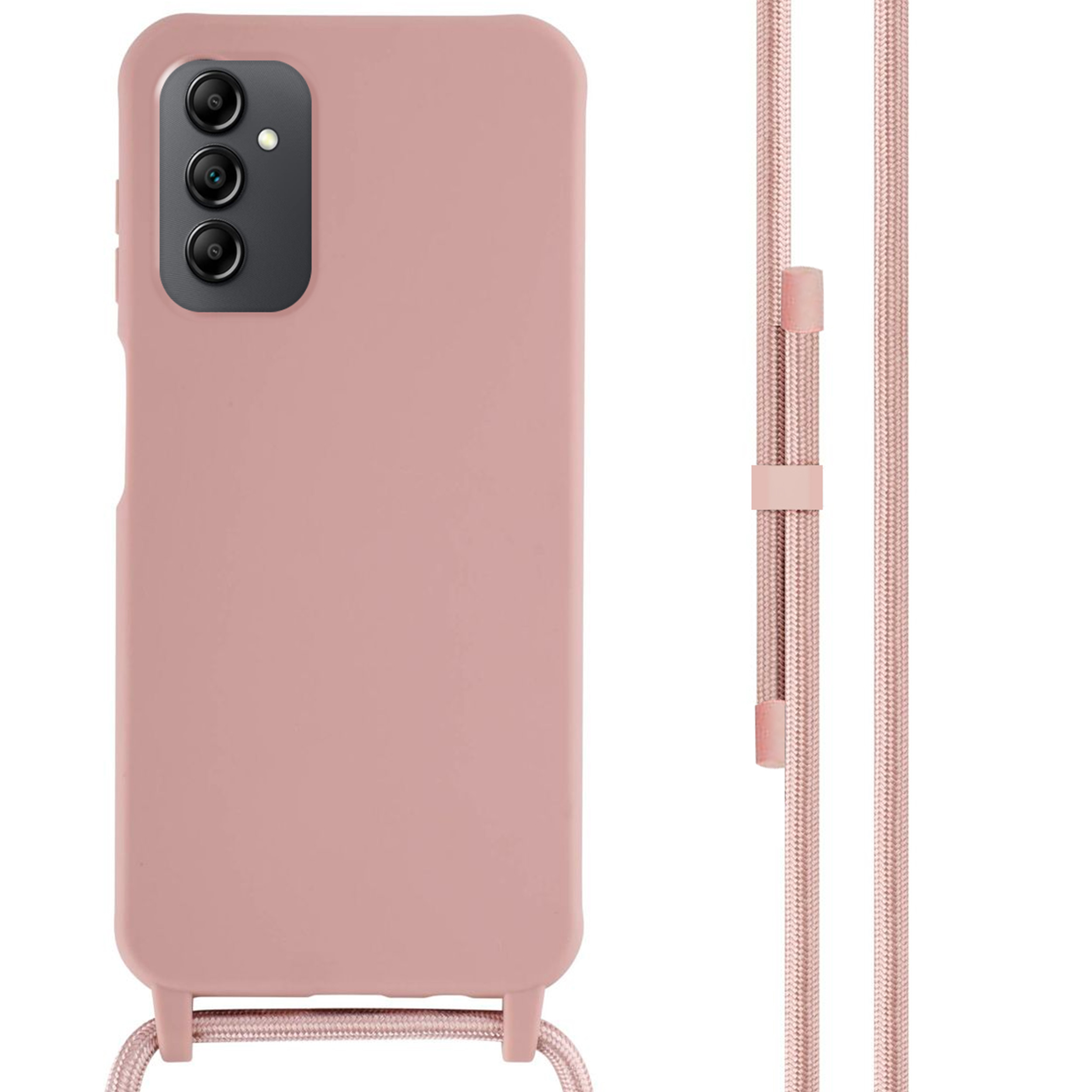 Coque Cordon réglable 160cm silicone liquide compatible Galaxy A14/5G - Rose